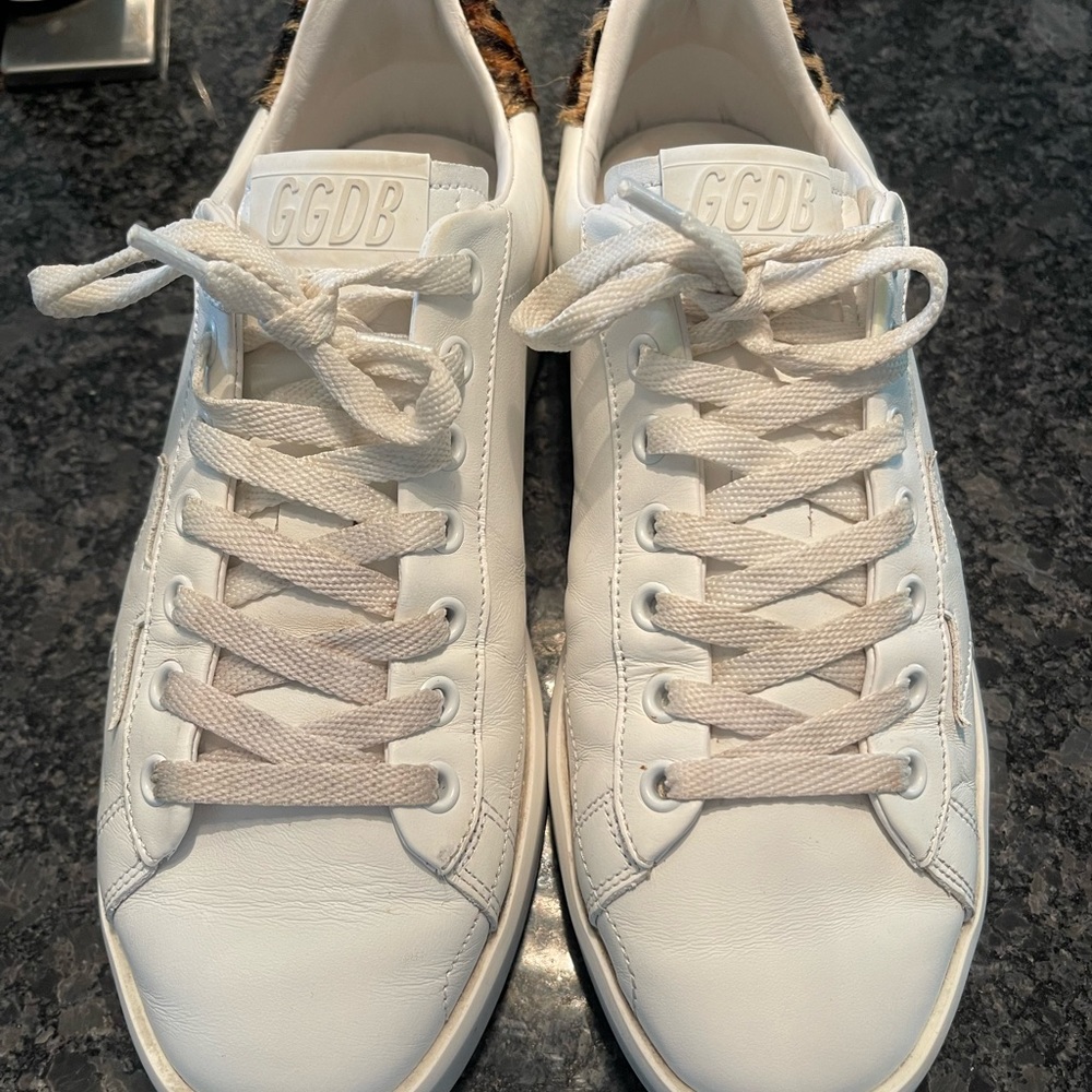 Golden Goose White Sneakers with Leopard Accent - Picture 4 of 6